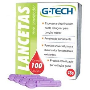 Lanceta para Lancetador G-Tech 28G Caixa com 100UN.