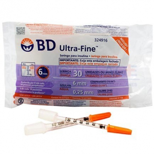 eringa para Insulina 6mm x 0,25mm 0,3ml BD Ultra-Fine