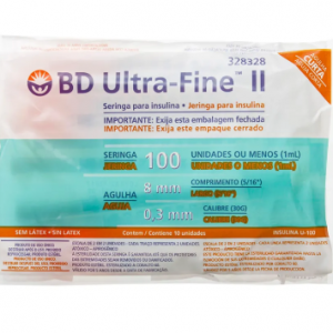 Seringa para Insulina 8 mm , Calibre 0,3mm BD Ultra-Fine II